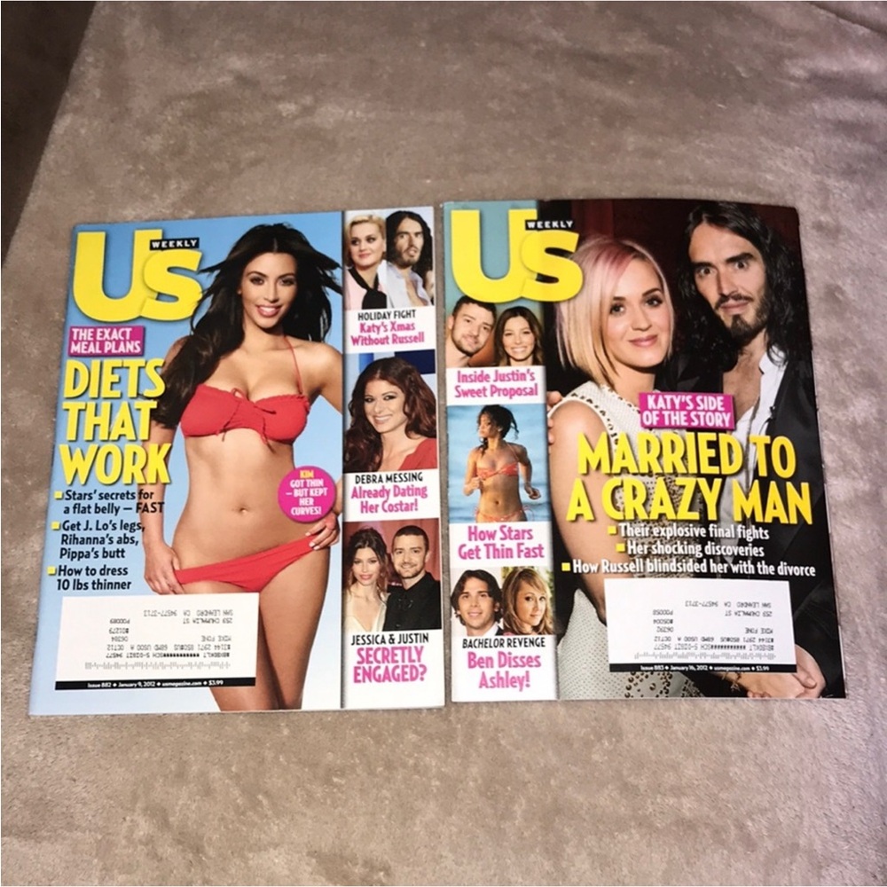 US Weekly Magazines Kim Kardashian & Katy Perry Covers Jan 2012